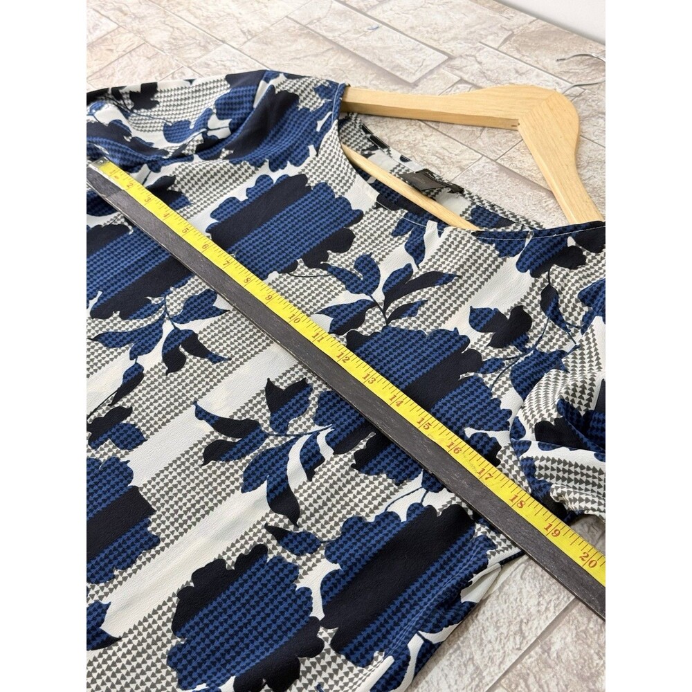 Ann Taylor Women's Gray Blue Black Floral Long Sleeve Blouse Shirt Top Small - Picture 7 of 13